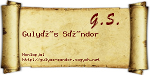 Gulyás Sándor névjegykártya